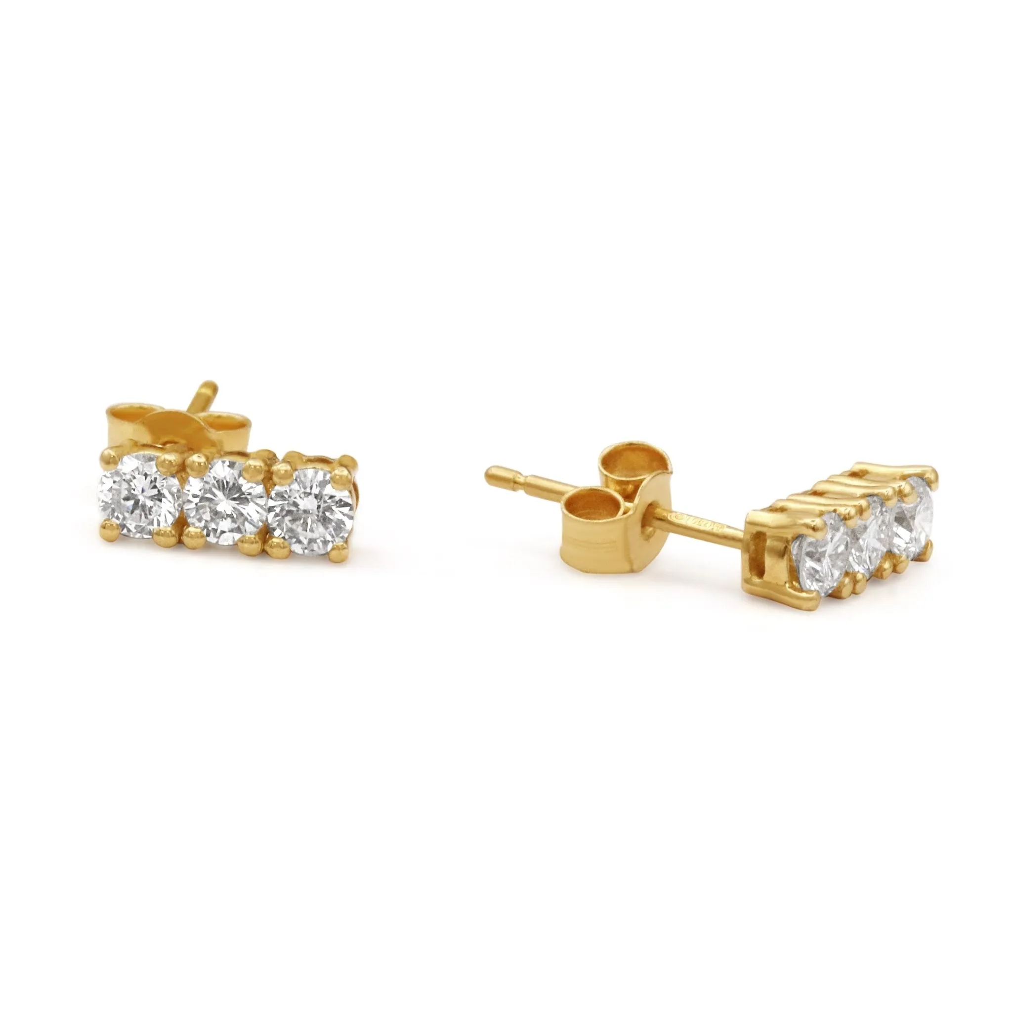 Brilliant Cut Diamond Drop Stud Earrings 0.86cts - 18ct Yellow Gold