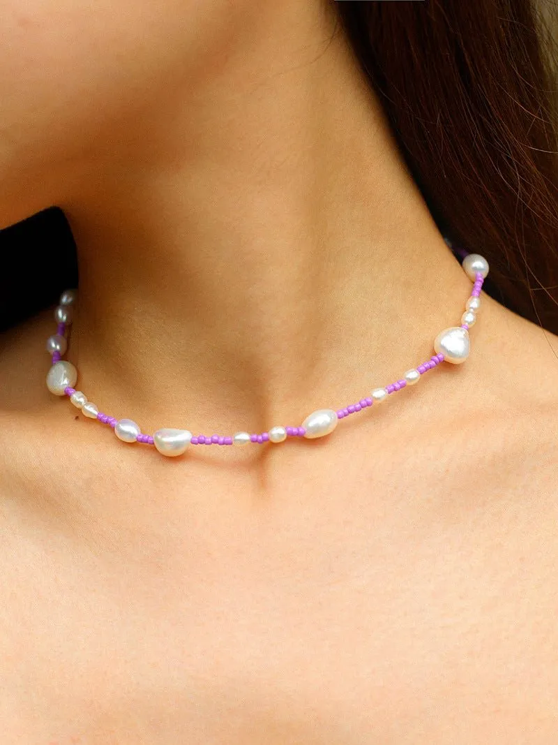 Candy Color Freshwater Baroque Pearl Bead Necklace