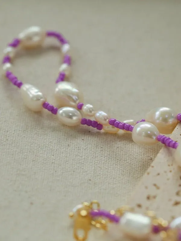 Candy Color Freshwater Baroque Pearl Bead Necklace