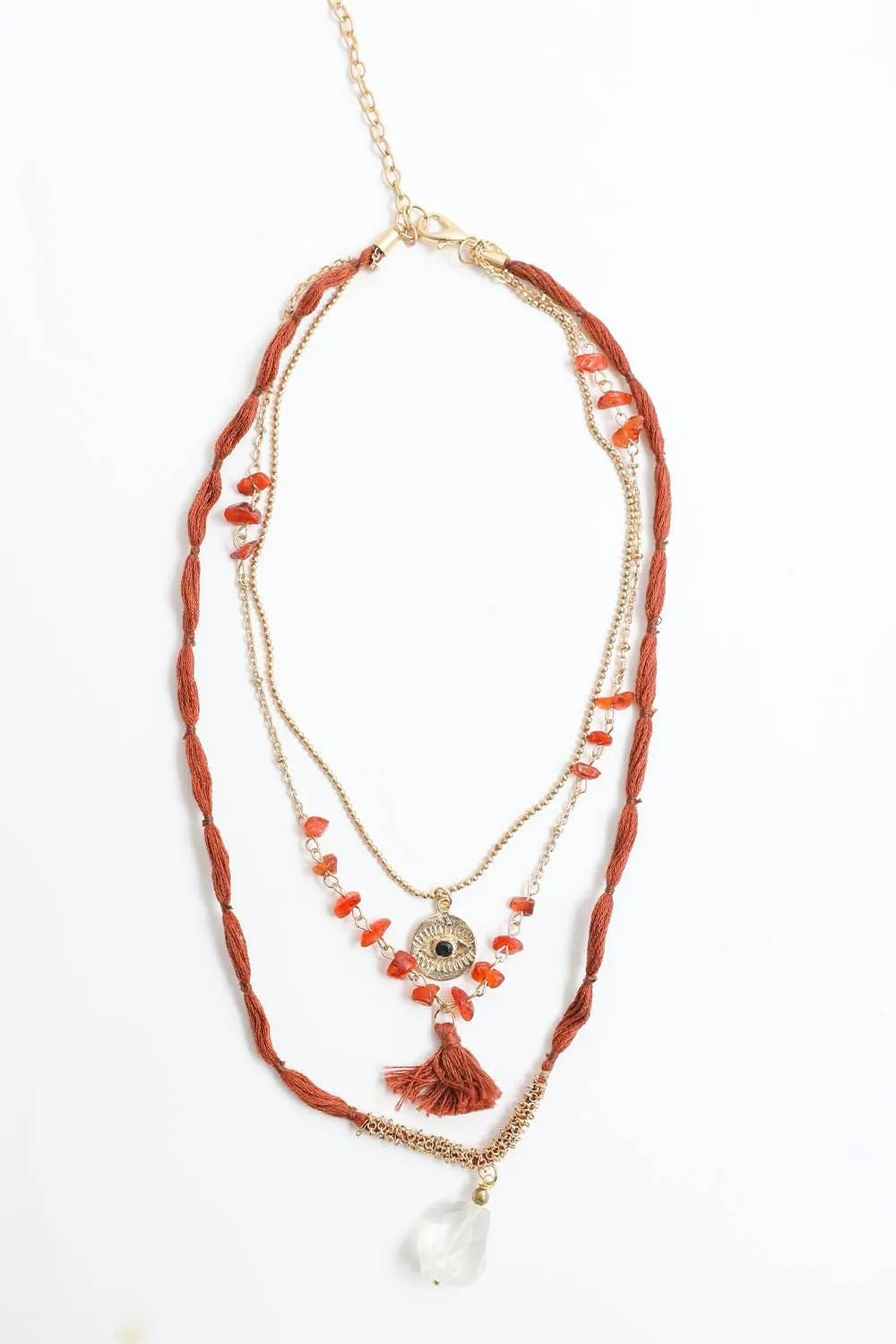 Carnelian & Crystal Layered Necklace