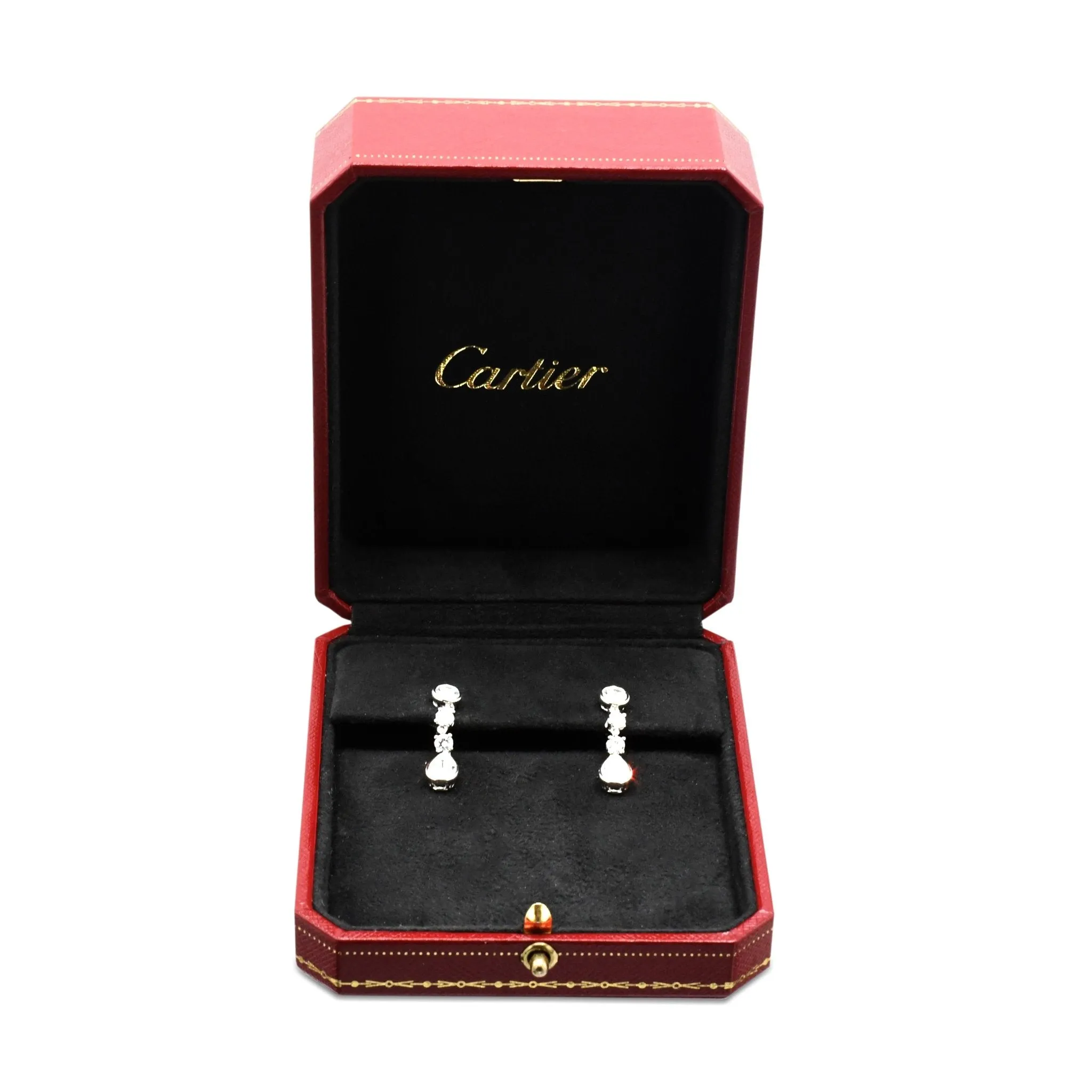 Cartier Pear & Brilliant Cut Diamond Drop Earrings - Platinum