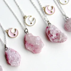 Celestial Pink Druzy Necklaces