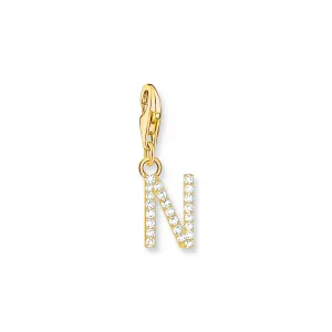 Charm Pendant letter N gold plated