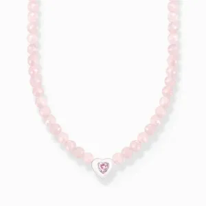 Charming Choker With Heart And Pink Pearls KE2181-035-9