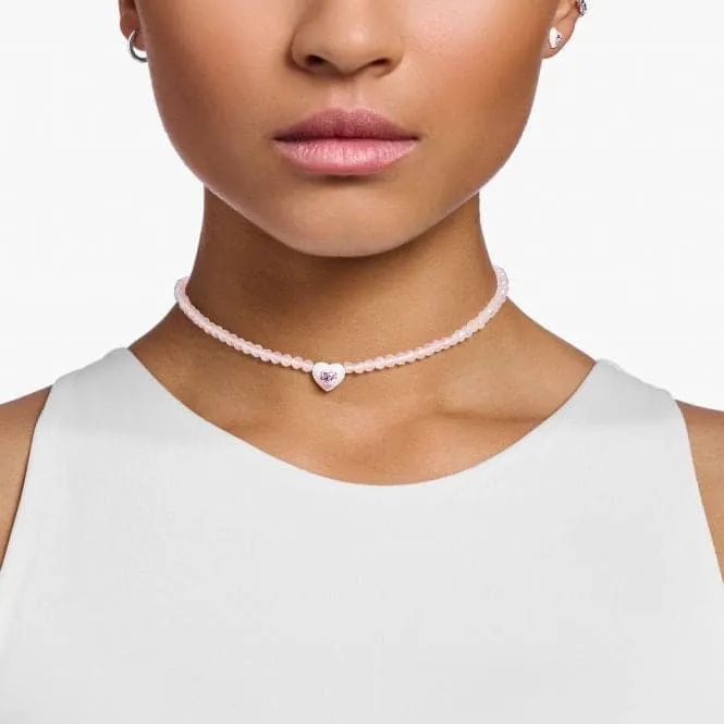 Charming Choker With Heart And Pink Pearls KE2181-035-9