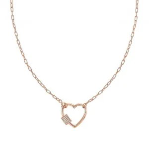 Charming Silver Cubic Zirconia Rose Gold Heart Necklace 148503/007