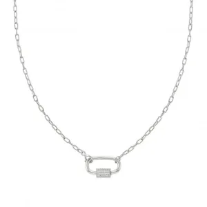 Charming Silver Cubic Zirconia Silver Rectangle Necklace 148503/014