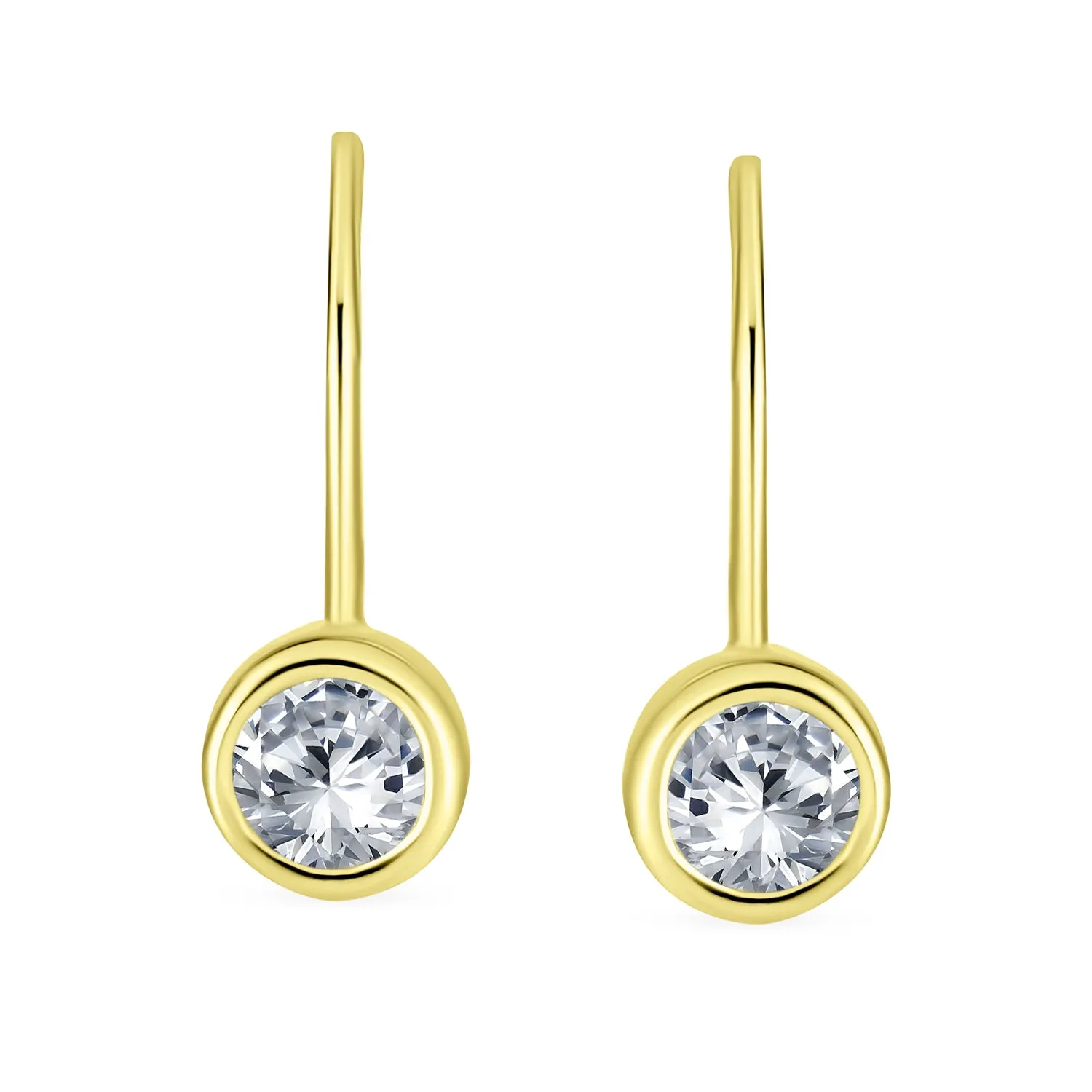 Classic Bridal Dangle Chandelier Earrings with CZ in 14K Gold Plated Silver