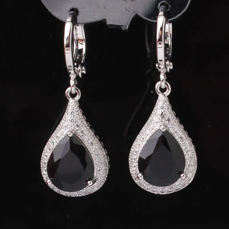 Creative Jewelry Earring for Women 18k White Gold Plating Drop Earrings Pear Shape Crystal Fabulous Wedding Dangle Earrings