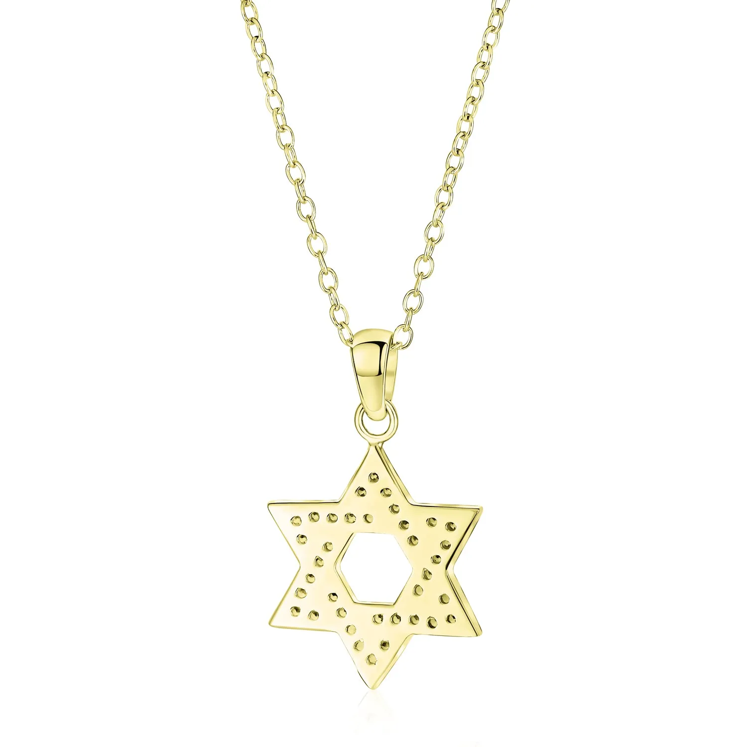 Cubic Zirconia Star of David Pendant Necklace 14K Gold Plated Silver Jewish Gift