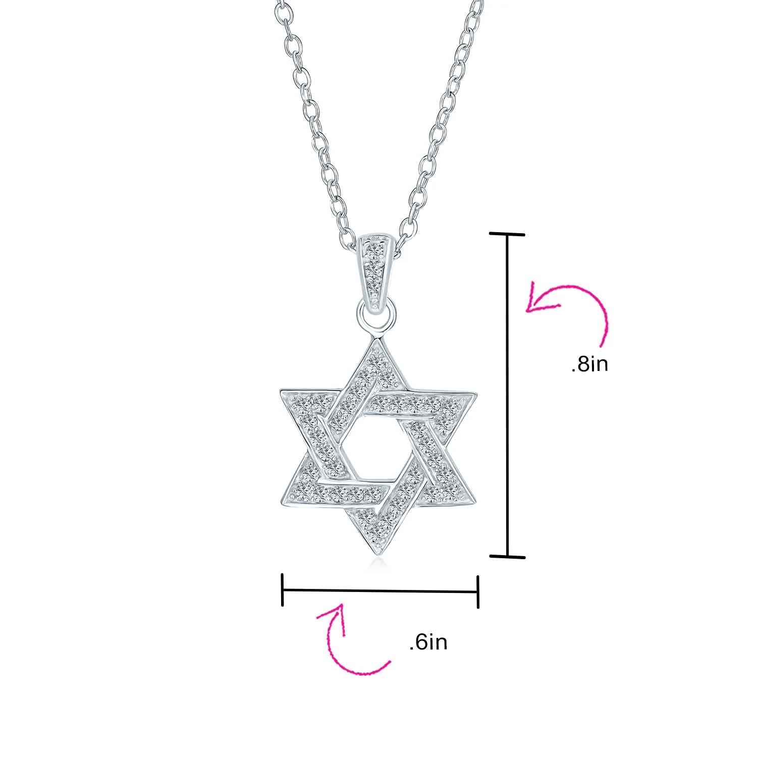 Cubic Zirconia Star of David Pendant Necklace 14K Gold Plated Silver Jewish Gift