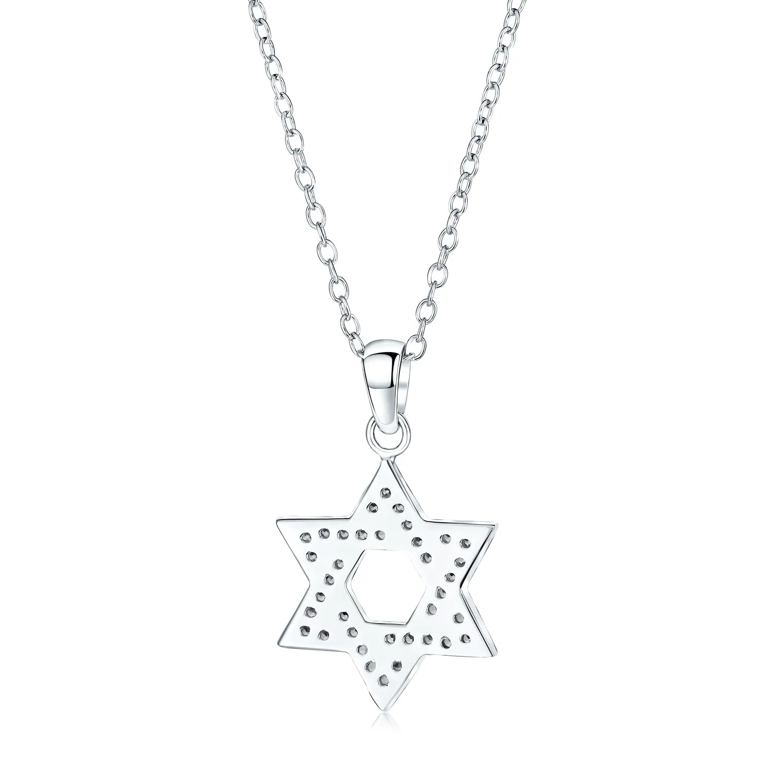 Cubic Zirconia Star of David Pendant Necklace 14K Gold Plated Silver Jewish Gift