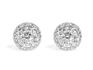 Diamond Cluster Earrings with Halo