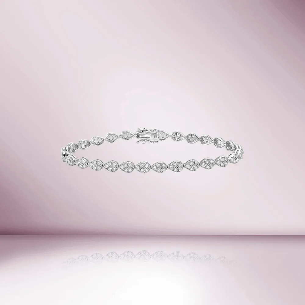 Diamond Pear Shape Tennis Bracelet (2.75 ct.) 2 mm 4-Prongs Setting in 14K Gold