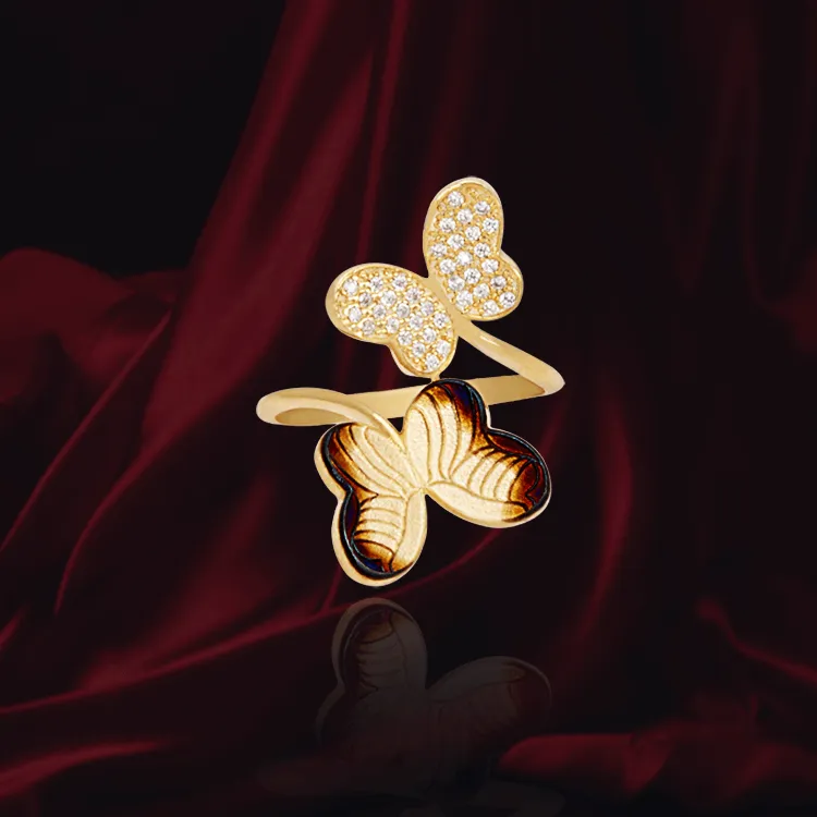 Double Butterfly Ring with Ember Accents