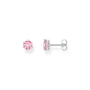 Ear studs with pink zirconia in brilliant cut