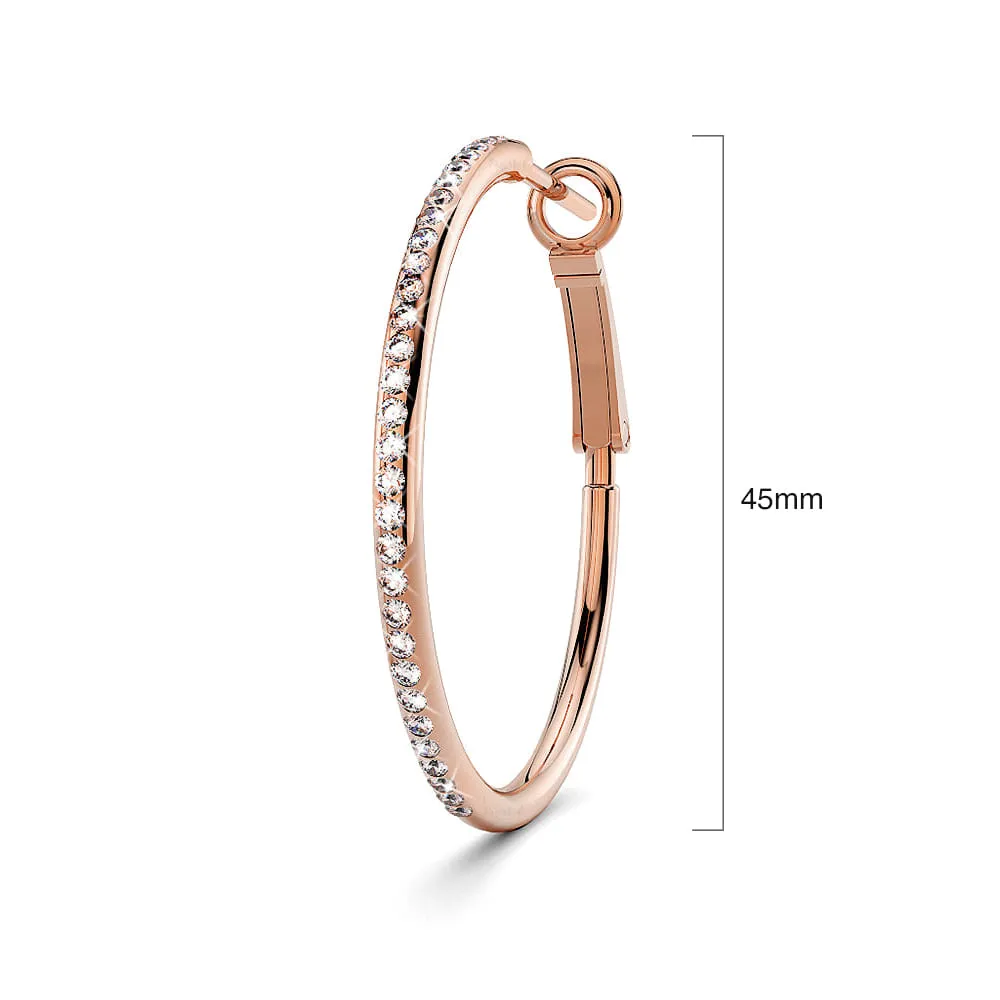 Endless Hoop Earrings Embellished With SWAROVSKI Crystals in Rose Gold - 45mm