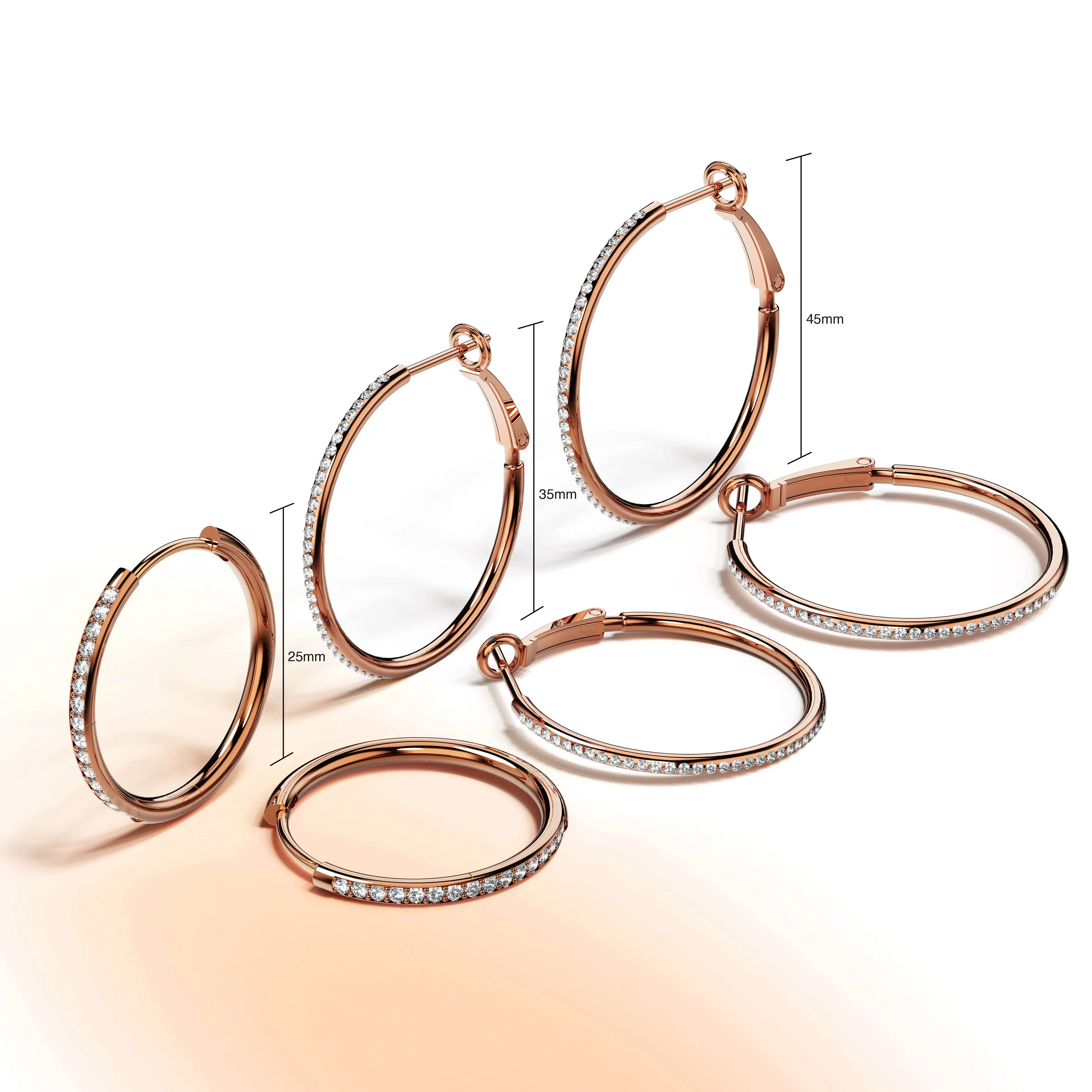 Endless Hoop Earrings Embellished With SWAROVSKI Crystals in Rose Gold - 45mm