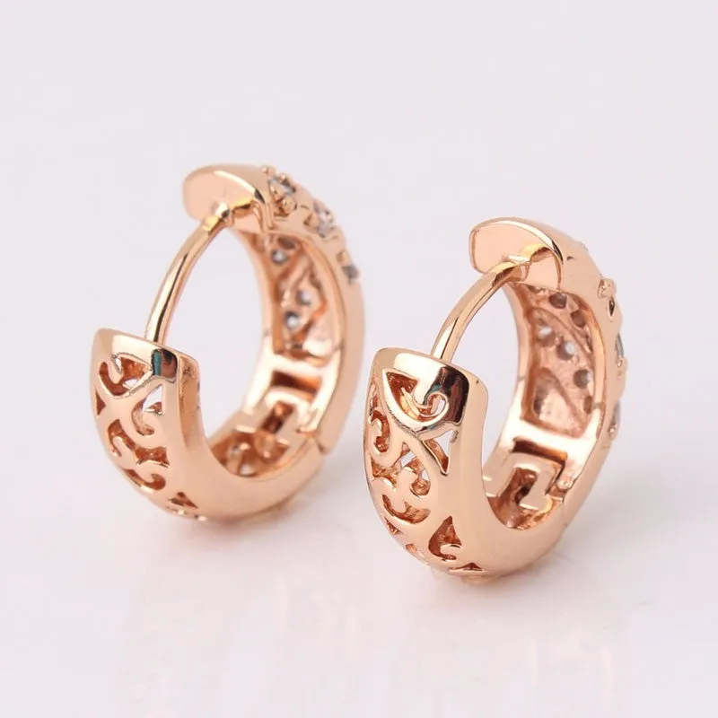 Engagement Jewelry Huggie Earings for Women Three Rows Crystals AAA Cubic Zircon Hoop Earrings Fashion