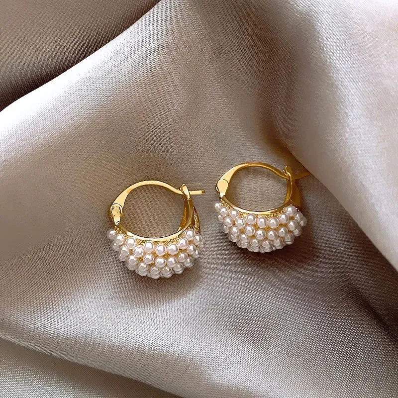 Fashionable Luxury Imitation Pearl Brand Piercing Woman Elegant Stud French Earring