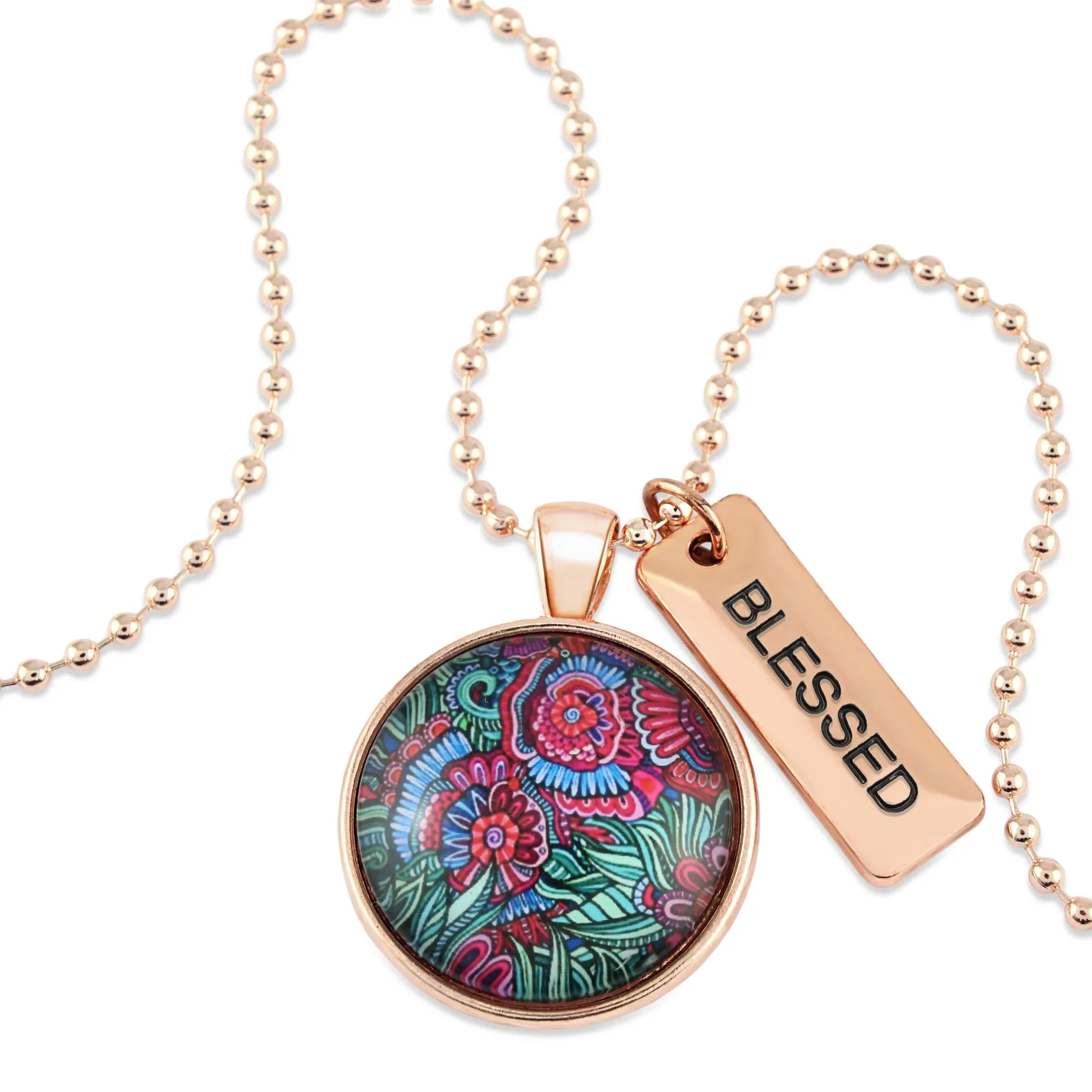 FLORAL WONDERS - Rose Gold 'BLESSED' Necklace - Lillian (10721)