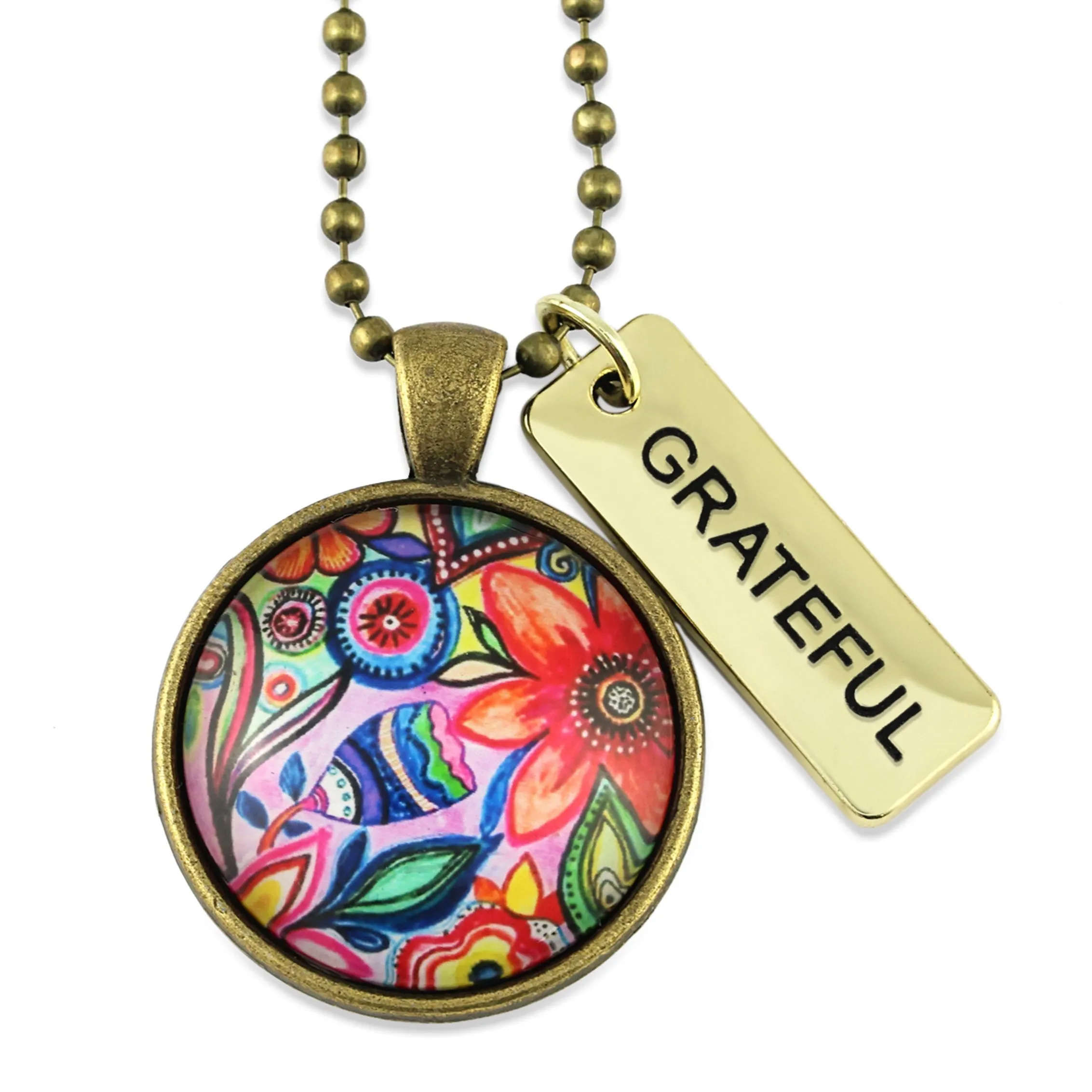 FLORAL WONDERS - Vintage Gold 'GRATEFUL' Necklace - Cabana (10862)