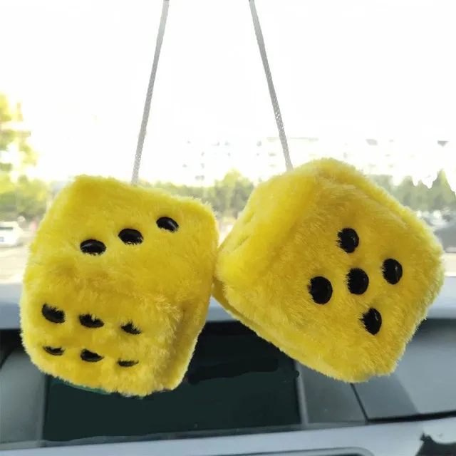 Fuzzy Plush Dice Car Accessory