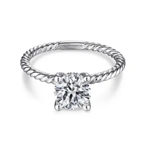 Gabriel & Co Bobbi - 14K White Gold Round Diamond Engagement Ring