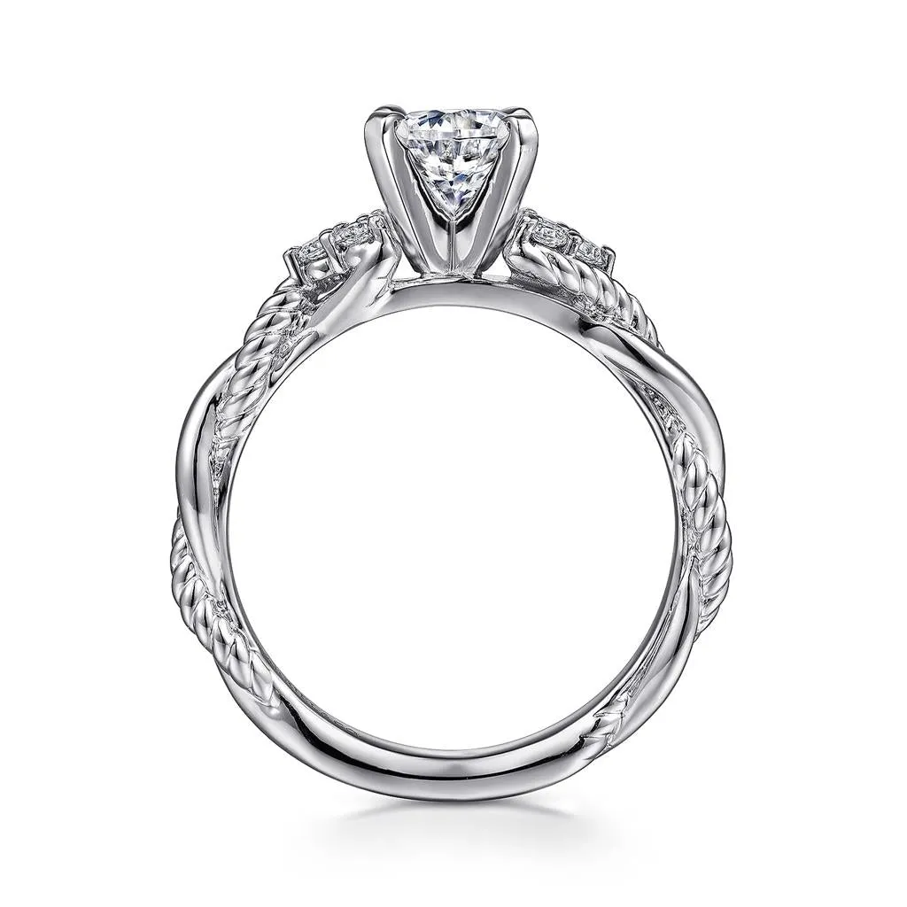 Gabriel & Co Catalina - 14K White Gold Round Twisted Diamond Engagement Ring