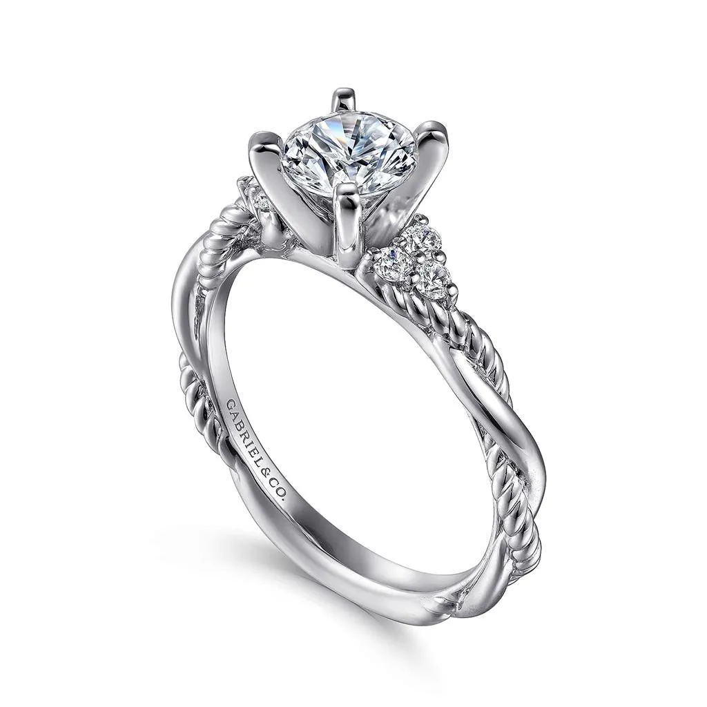 Gabriel & Co Catalina - 14K White Gold Round Twisted Diamond Engagement Ring