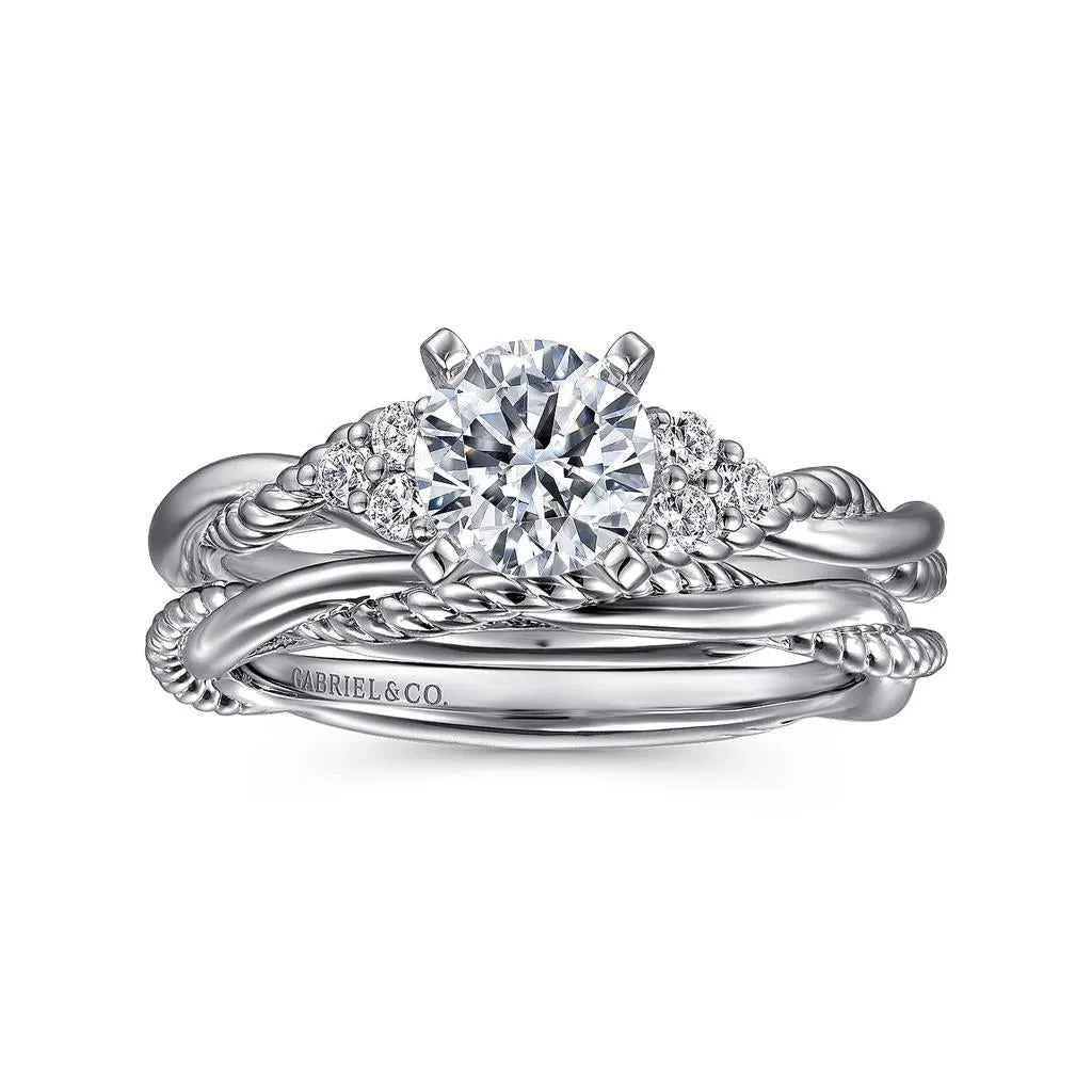 Gabriel & Co Catalina - 14K White Gold Round Twisted Diamond Engagement Ring