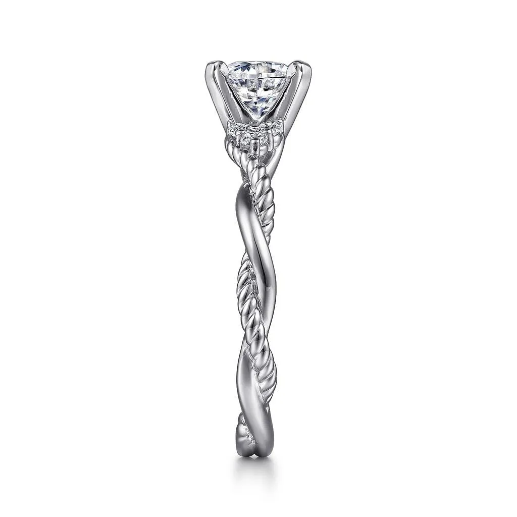 Gabriel & Co Catalina - 14K White Gold Round Twisted Diamond Engagement Ring