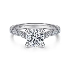 Gabriel & Co. "Erica" Round Cut Shared Prong Diamond Engagement Ring