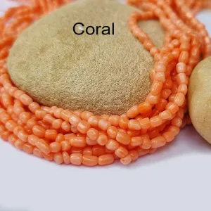 GENUINE Natural CORAL Baroque Moonga  BEADS, APPROX 110~115 BEADS' SOLD BY PER LINE PACK, Size about 3x4mm