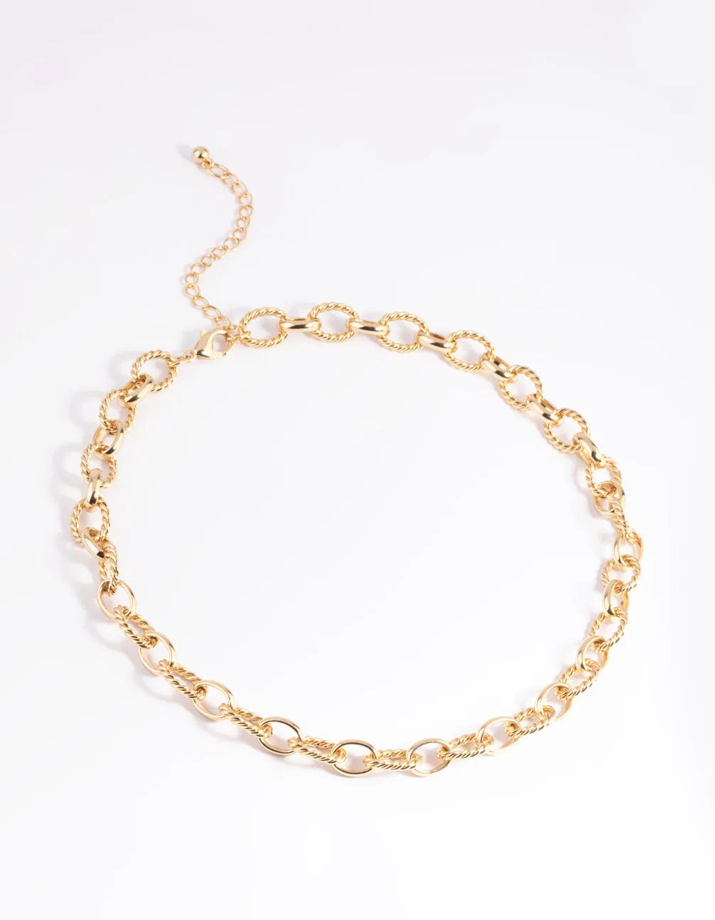 Gold Plated Textured Oval Layered Necklace