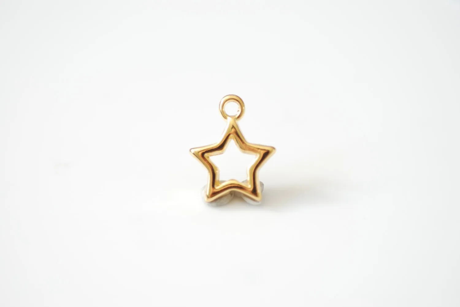 Gold Star Charm- Vermeil Gold 18k gold plated over Sterling Silver Open Star Charm, Gold Open Star, Star Connector Link, Shooting Star, 61