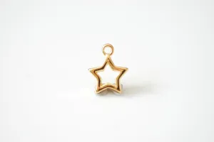 Gold Star Charm- Vermeil Gold 18k gold plated over Sterling Silver Open Star Charm, Gold Open Star, Star Connector Link, Shooting Star, 61