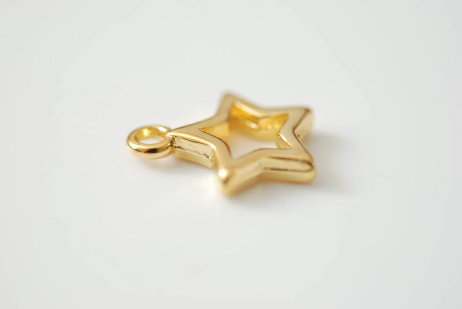 Gold Star Charm- Vermeil Gold 18k gold plated over Sterling Silver Open Star Charm, Gold Open Star, Star Connector Link, Shooting Star, 61