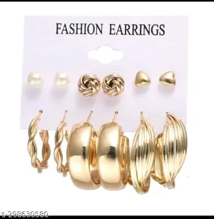 Golden Color Pearl Earrings Set – Adjustable Studs