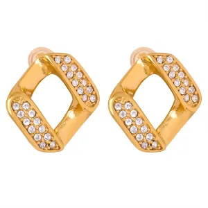 Golden Geometric Zircon Earrings for Stylish Women