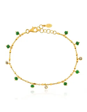 Gregio Tiny Shiny Bracelet W/ Cz & Green Gems