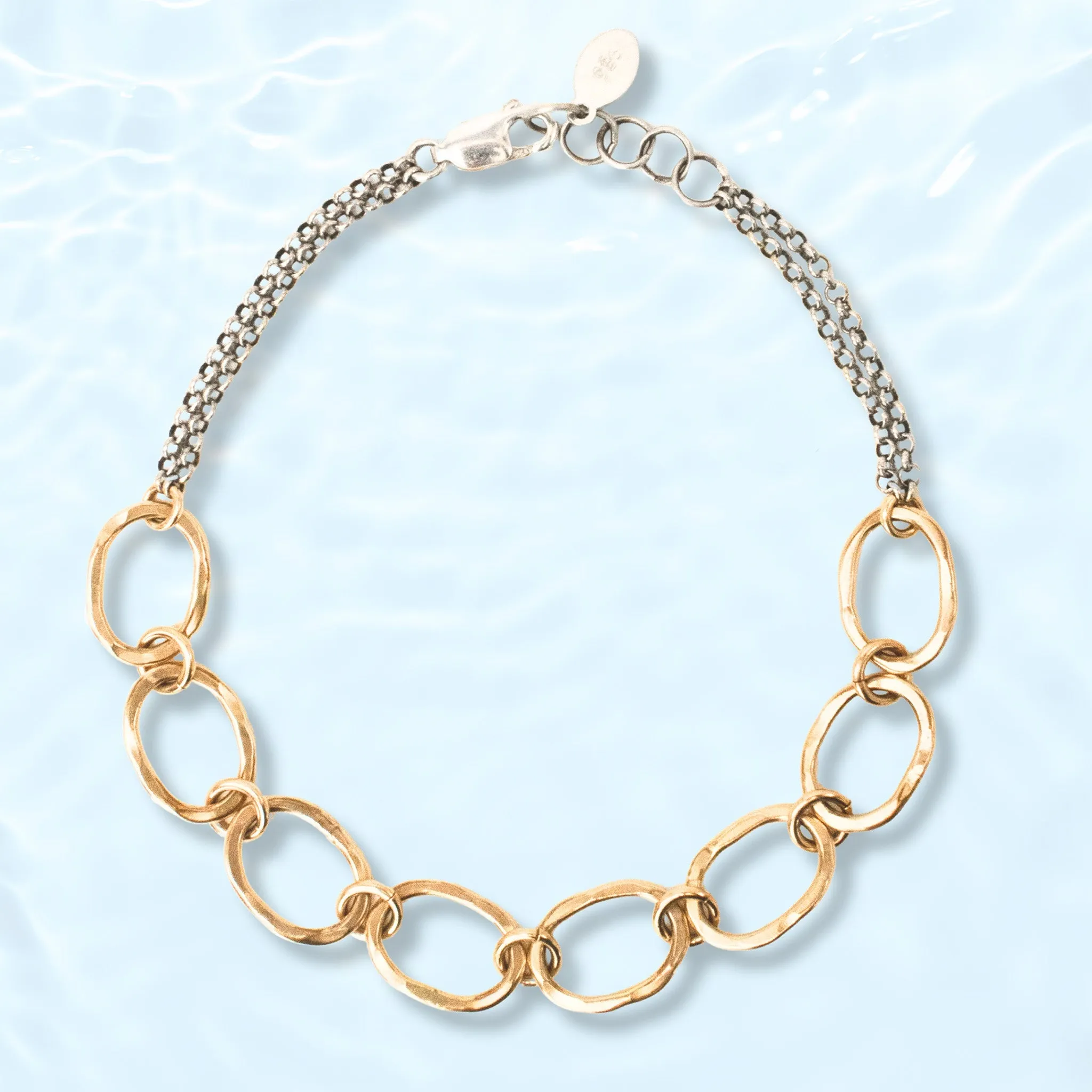 Hammered Golden Link Bracelet