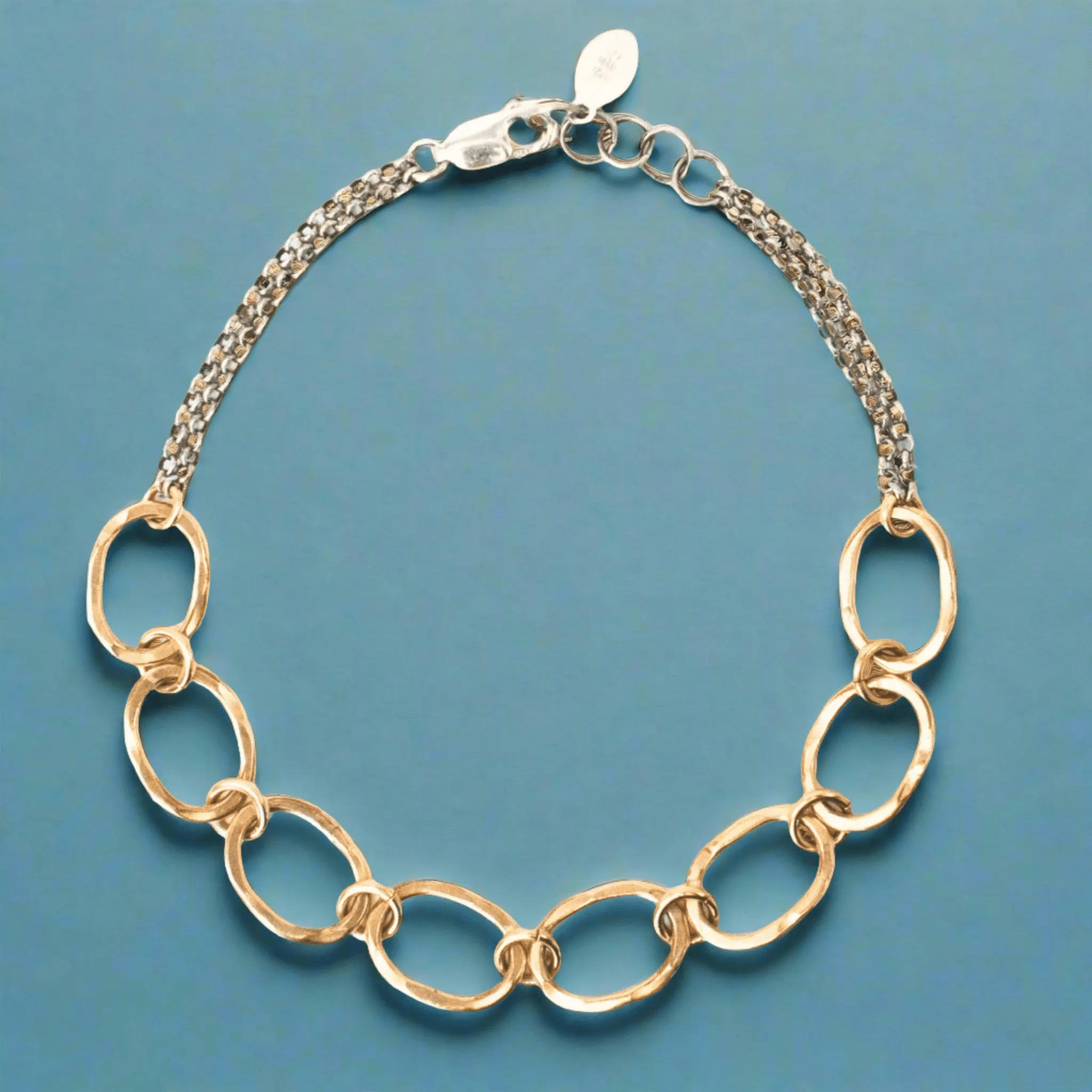 Hammered Golden Link Bracelet