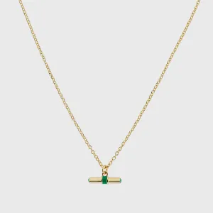 Havana Gold and Apple Green Enamel T-Bar Necklace