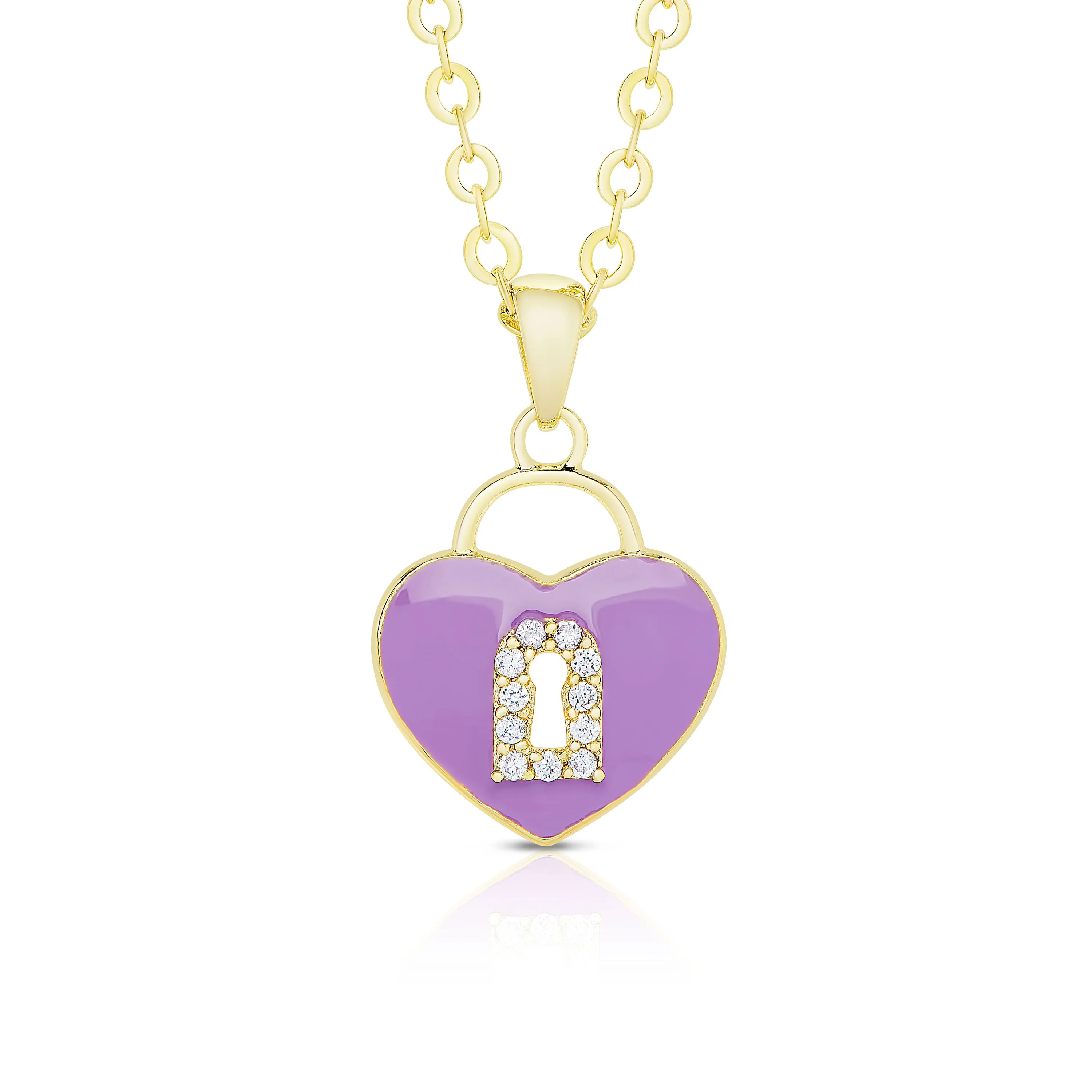 Heart Lock Pendant with CZ