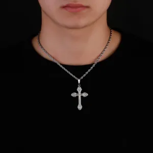 Hip-hop Full Diamond Vintage Ice Eye Cross Pendant