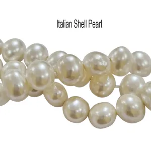 Italian Shell Pearl Beads Egg Shape tumble shape Sold Per Line about 31~32 Beads in size about 13x16mm