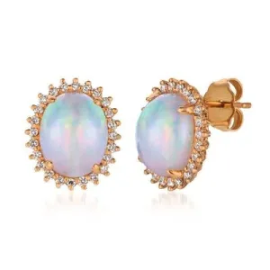 Le Vian 14K Strawberry Gold Oval Neopolitan Opal Stud Earrings with Vanilla Diamond Halo