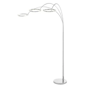 LED Three Ring Hong Kong  Arc Floor lamp // Chrome, Not Dimmable