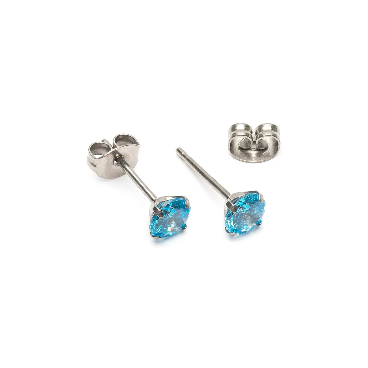 Light Blue Zirconia Titanium Stud Earrings